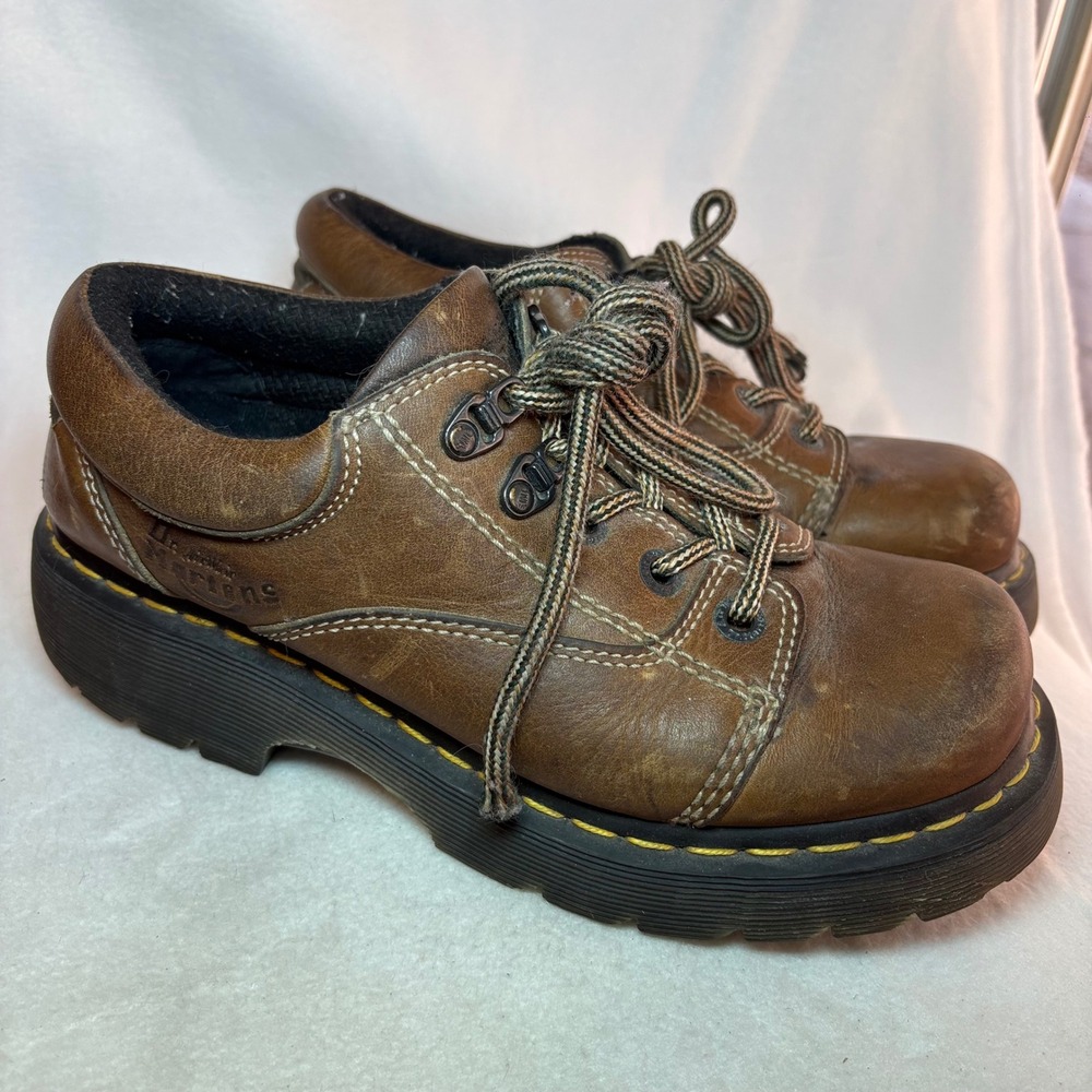 Dr. Martens Vintage Brown Leather Chunky Lug Sole Oxford Shoes Womens 8